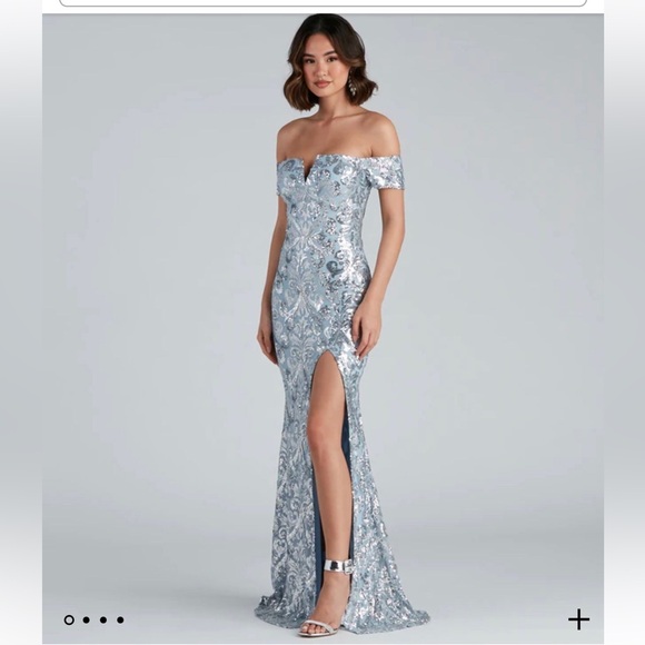 Windsor Dresses & Skirts - Elegant Powder Blue and Silver Sequin Gown